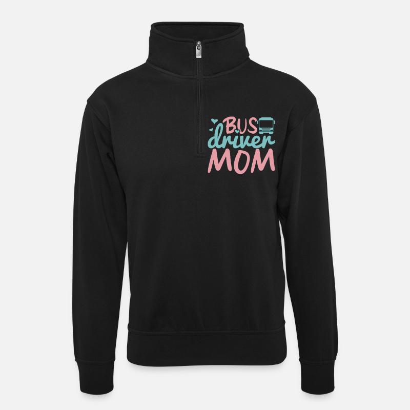 Busfahrer Mama - Unisex Pullover mit Zip-Kragen - Schwarz