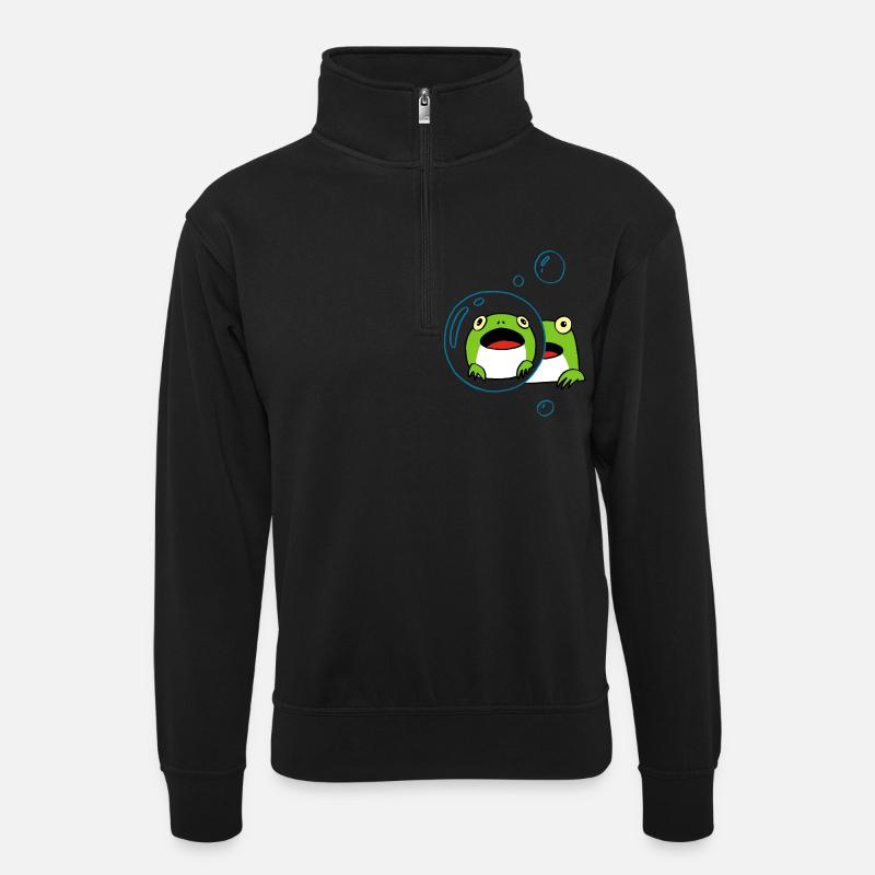 Frog manga - Unisex sweater with zip collar - black