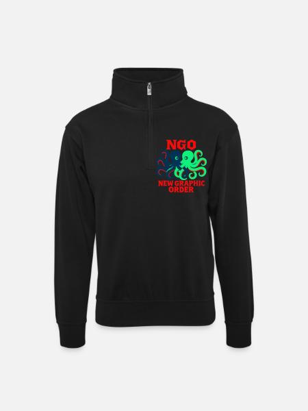New graphic order Octopus - Unisex sweater with zip collar - black