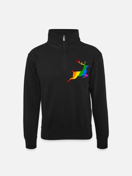 Regebogen Reindeer - Unisex sweater with zip collar - black