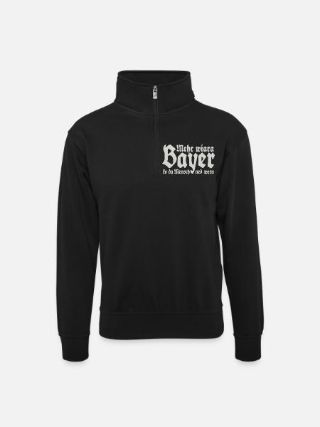 Man cannot become more than a Bavarian - Unisex sweater with zip collar - black