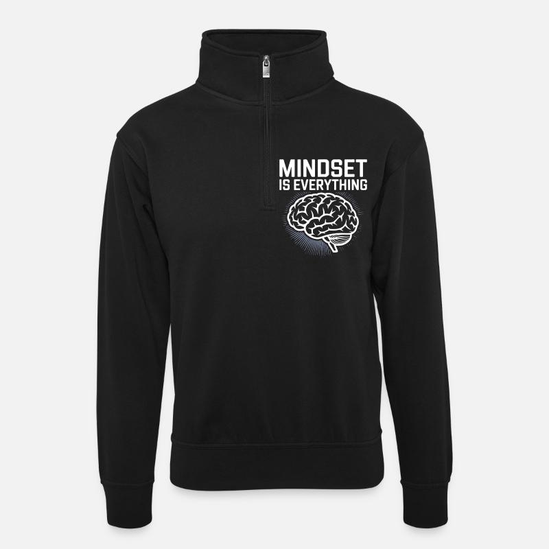 Mindset is everything - Unisex sweater with zip collar - black