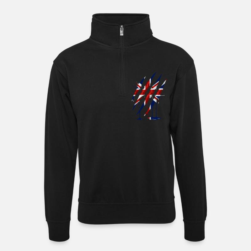 Union Jack Claw Scratch Mark - Unisex sweater with zip collar - black