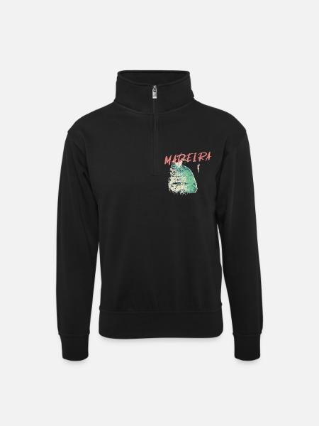 Black Beach Bather Madeira Illustration - Unisex sweater with zip collar - black