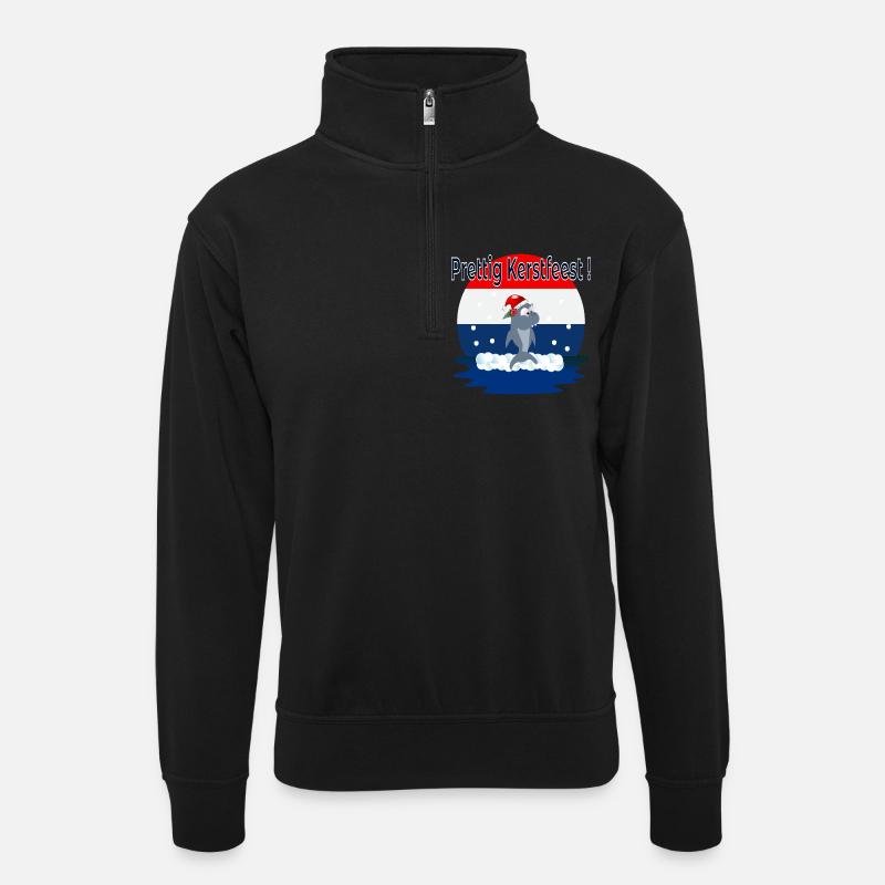 Frohe Weihnachten Haie - Unisex Pullover mit Zip-Kragen - Schwarz