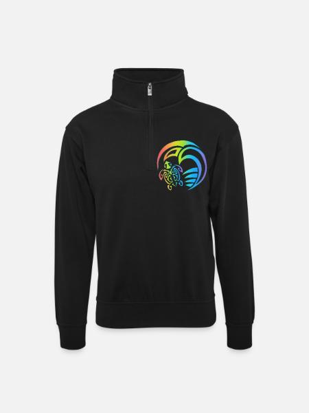 Schildkröte und buntes Meer - Unisex Pullover mit Zip-Kragen - Schwarz