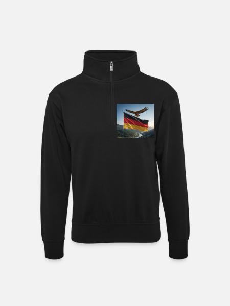 Eagle above the German flag - Unisex sweater with zip collar - black