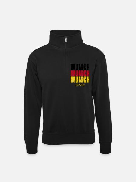 Munich Germany, souvenir of Munich - Unisex sweater with zip collar - black
