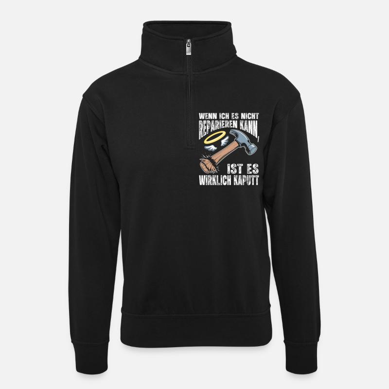 If I can't fix it - Unisex sweater with zip collar - black
