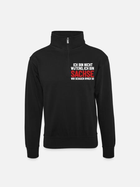 I'm not angry - I'm Saxon - Unisex sweater with zip collar - black