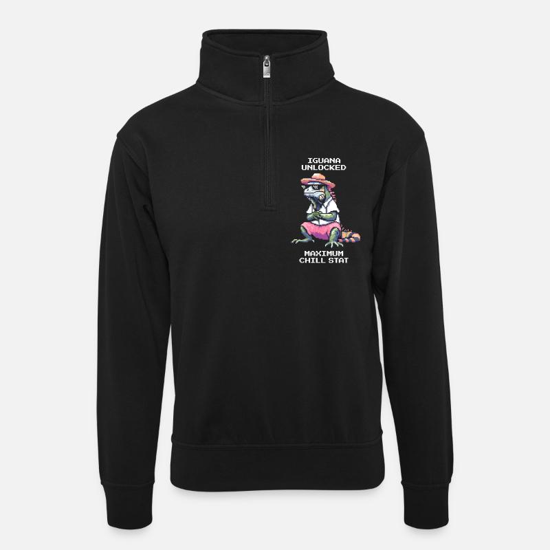 Iguane débloqué | Chill-Stat Max - Sweat col montant zippé unisexe - noir