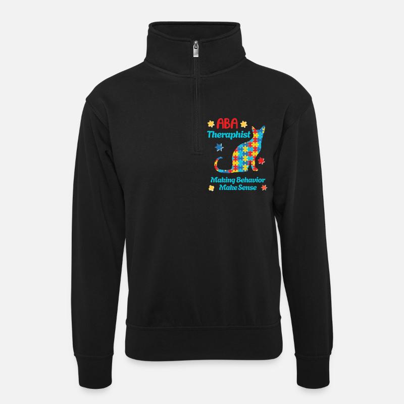 Autismus Team: Gemeinsam Stark - Unisex Pullover mit Zip-Kragen - Schwarz