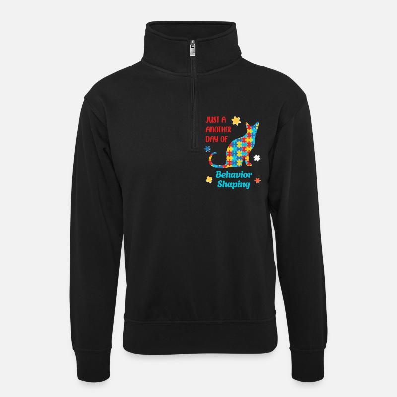 Liebe, Akzeptanz, Autismus Power - Unisex Pullover mit Zip-Kragen - Schwarz