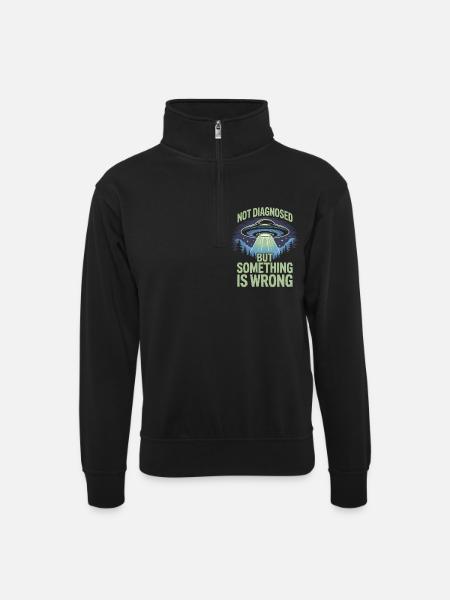 UFO Lichtstrahl über Wald - Unisex Pullover mit Zip-Kragen - Schwarz