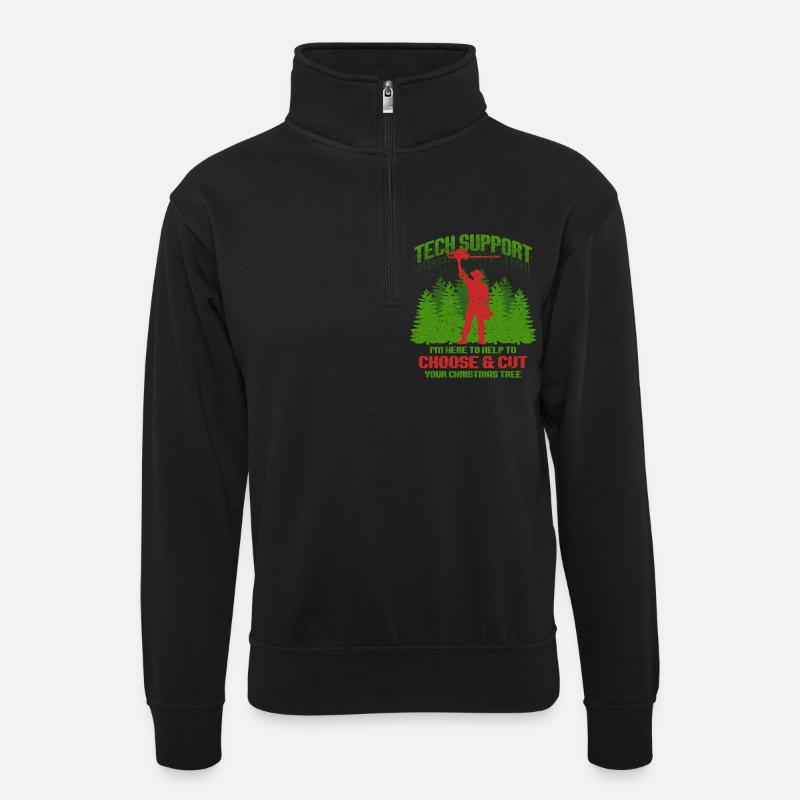 Weihnachtsbaum Züchter Help To Choose & Cut - Unisex Pullover mit Zip-Kragen - Schwarz