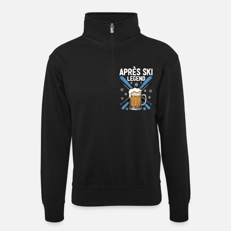 Légende de l’après-ski - Sweat col montant zippé unisexe - noir