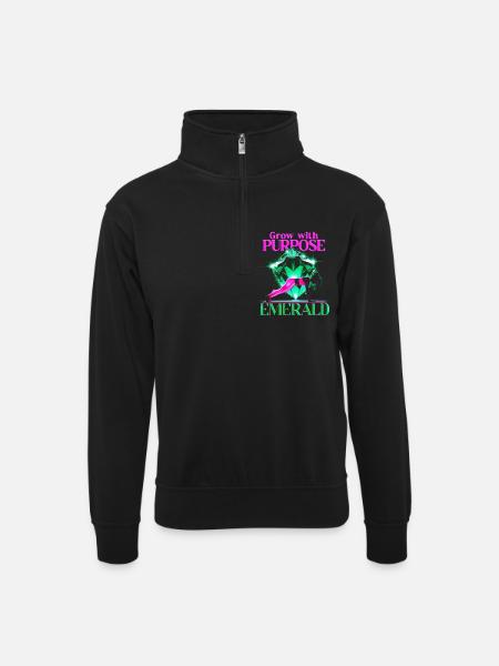 birthstone - Unisex sweater with zip collar - black