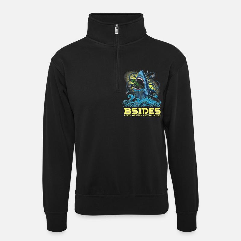 Shark bat BSIDES Perth 2025 - Sweat col montant zippé unisexe - noir