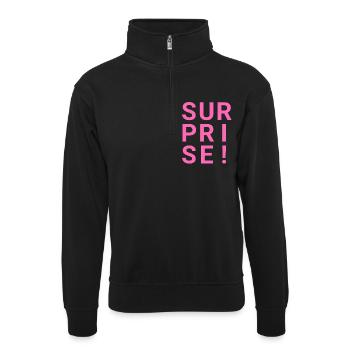 SURPRISE! - Unisex sweater with zip collar - black - Front