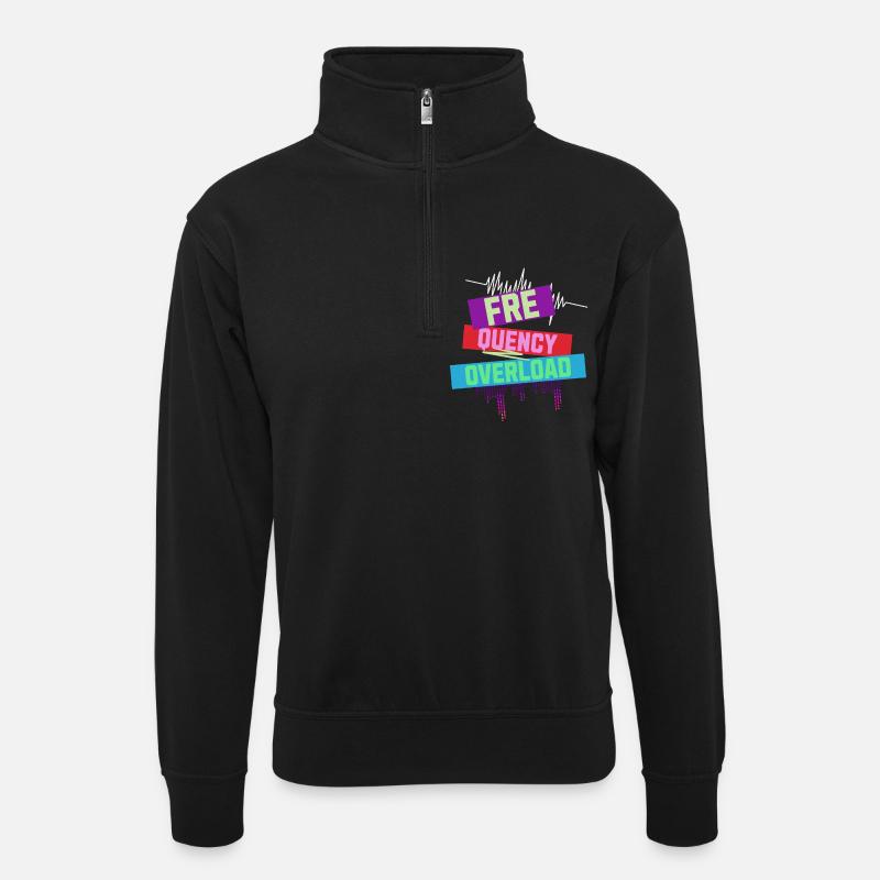 Frequency Overload Rave EDM - Unisex sweater with zip collar - black