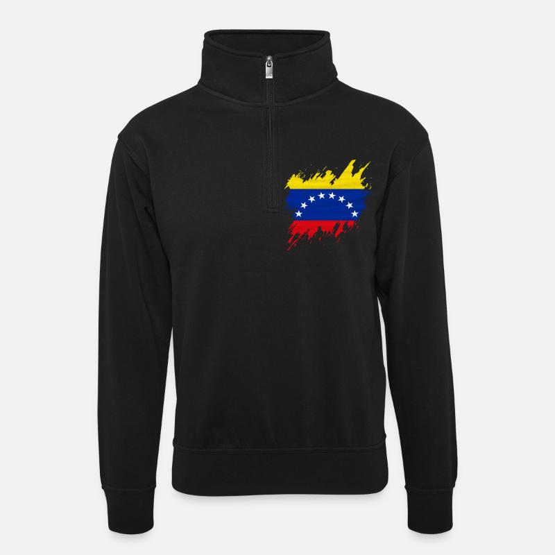 Drapeau du Venezuela, style déchiré - Sweat col montant zippé unisexe - noir