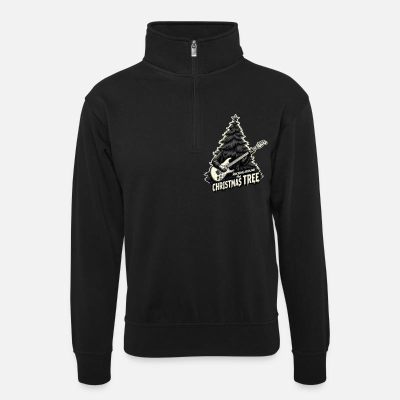 Rocking around the Christmas Tree - Unisex sweater with zip collar - black