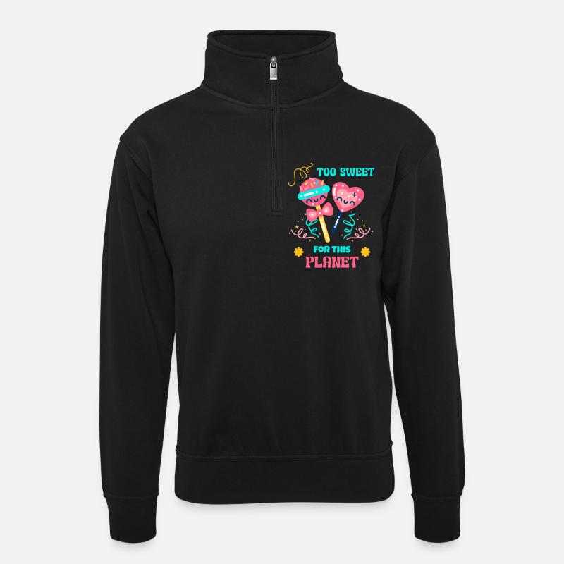 Candy Queen Süßigkeiten Mode - Unisex Pullover mit Zip-Kragen - Schwarz