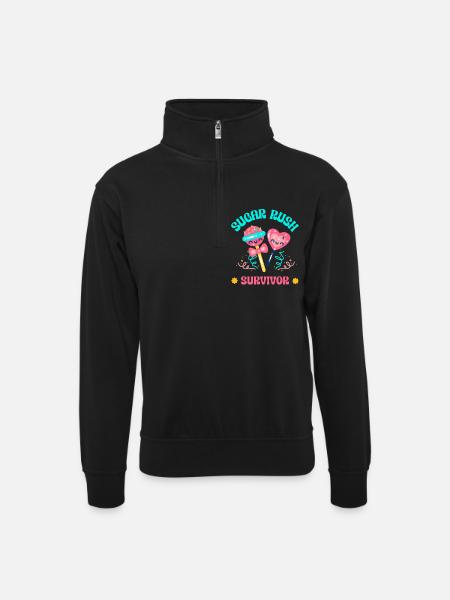 Candy Lover Gift - Unisex sweater with zip collar - black