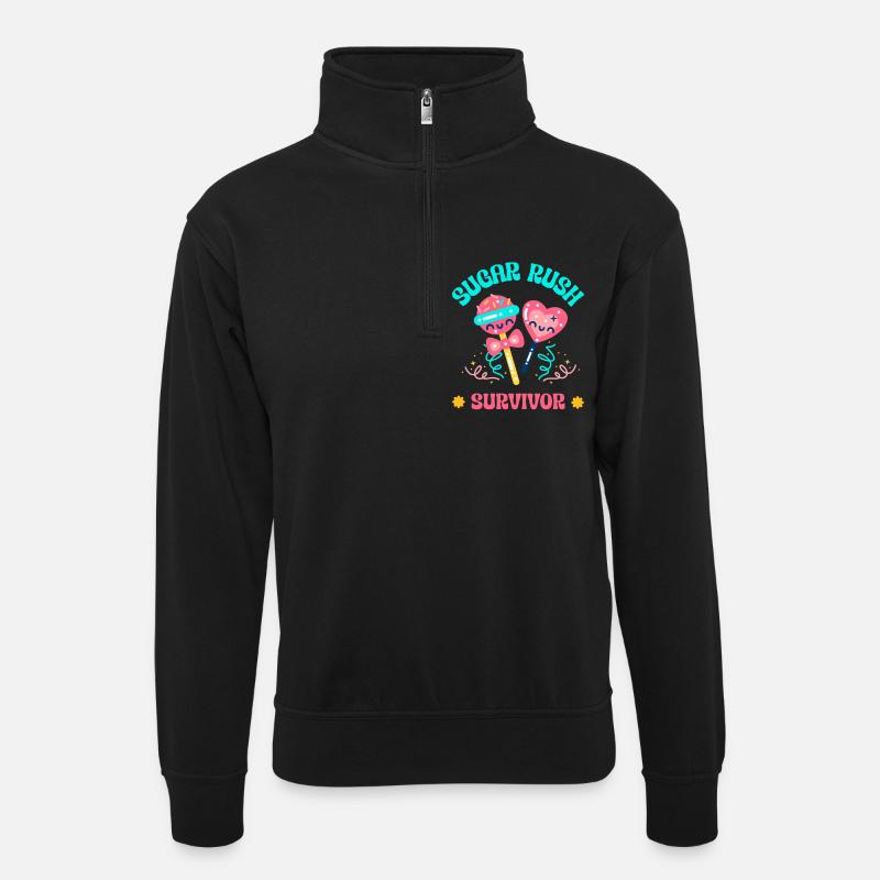 Candy Lover Gift - Unisex sweater with zip collar - black