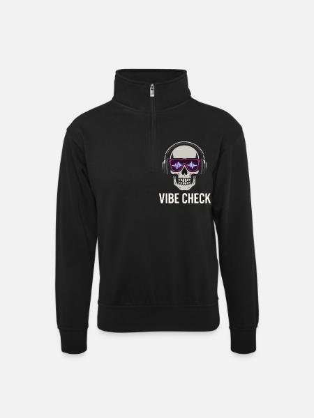 Crâne Neon Vibe Check – Skull Edition - Unisex sweater with zip collar - black