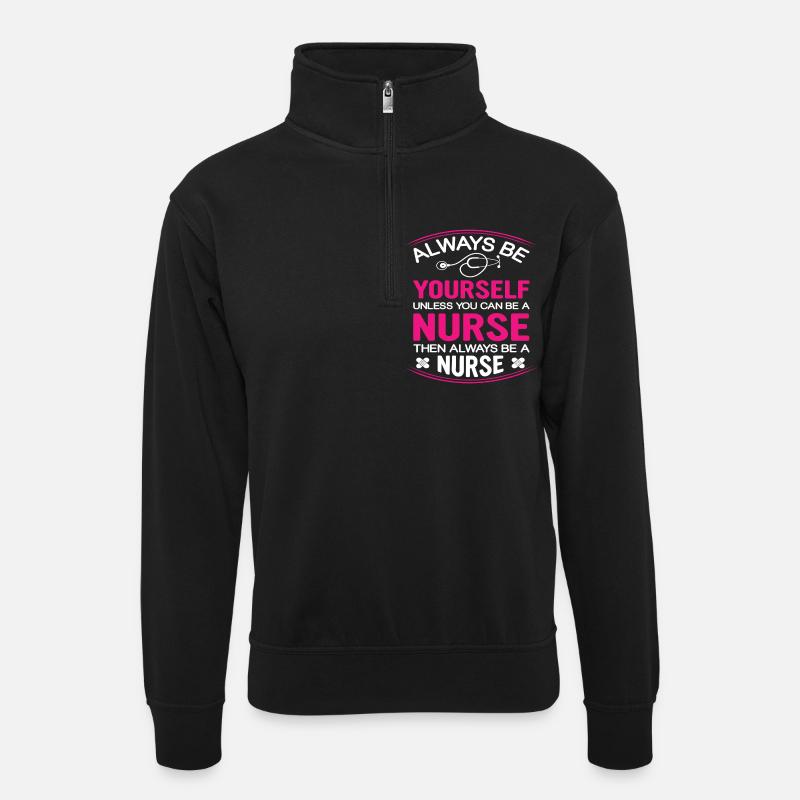 Krankenschwester - Unisex Pullover mit Zip-Kragen - Schwarz