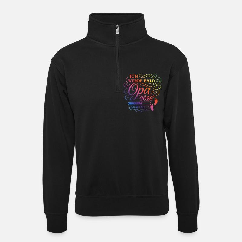 Ich werde bald Opa 2026 - Unisex Pullover mit Zip-Kragen - Schwarz