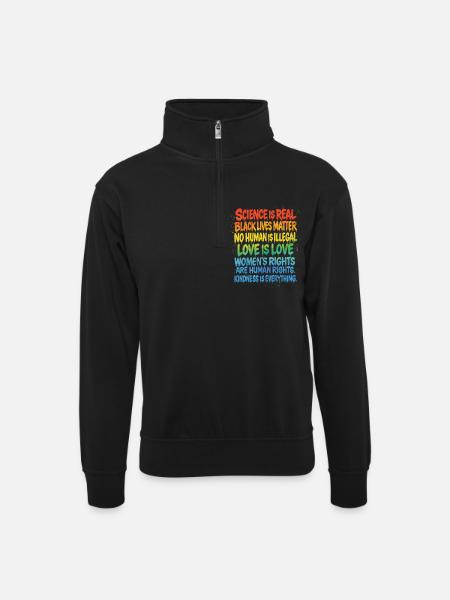 Rainbow Statement – Human Rights Pride - Unisex sweater with zip collar - black