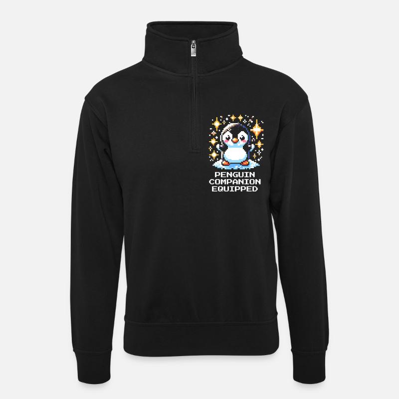 Compagnon pingouin | Compagnon de jeu mignon - Sweat col montant zippé unisexe - noir