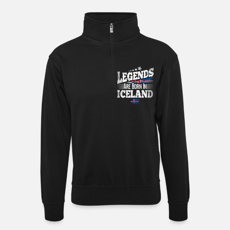 Islande Lieu de naissance Anniversaire - Sweat col montant zippé unisexe - noir