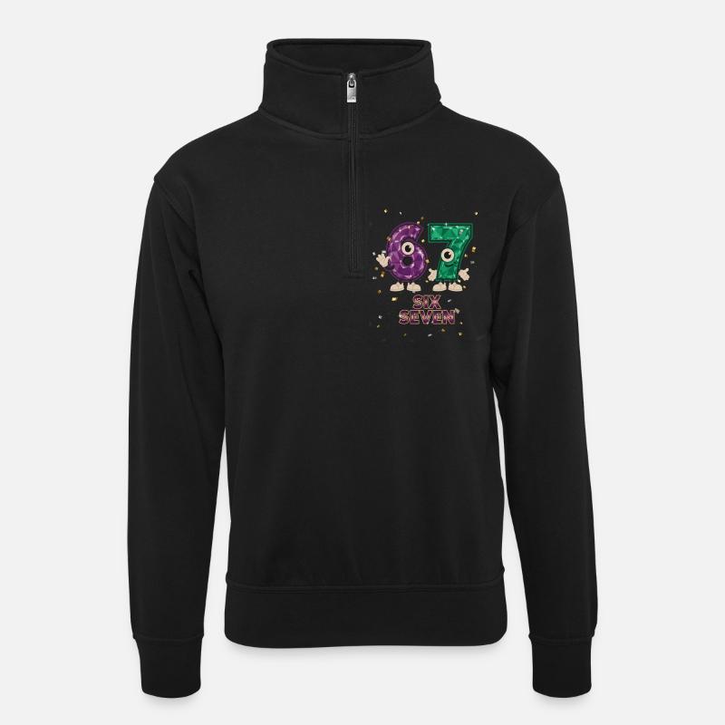 6 7 Konfetti Karneval Fasching Kostümersatz - Unisex Pullover mit Zip-Kragen - Schwarz