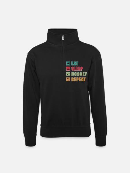 Manger dormir hockey Répéter - Sweat col montant zippé unisexe - noir