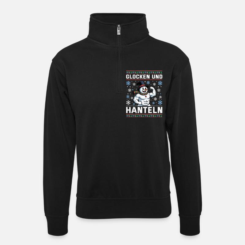 Christmas BELLS AND DUMBBELLS Fun - Unisex sweater with zip collar - black