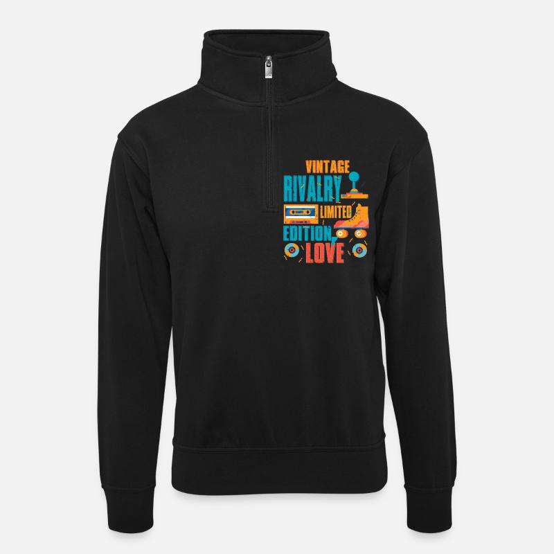 Geschwisterrivalität Bruder Schwester - Unisex Pullover mit Zip-Kragen - Schwarz
