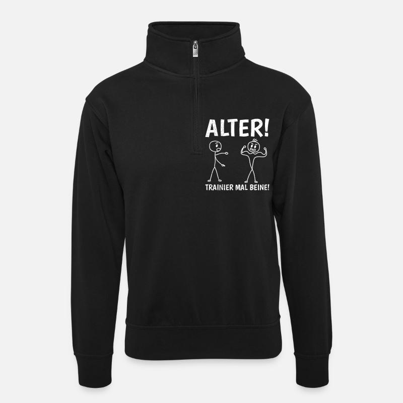 Stick Figure TRAIN LEGS Fun - Unisex sweater with zip collar - black