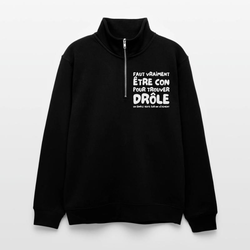 A text that makes a difference Unisex sweater with zip collar
