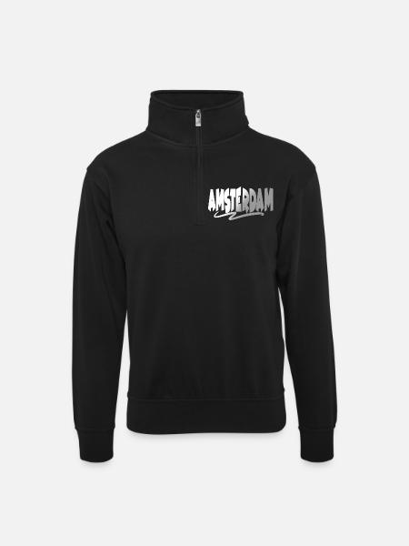 Amsterdam - Sweat col montant zippé unisexe - noir