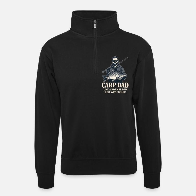 Carp dad just much cooler - Unisex sweater with zip collar - black
