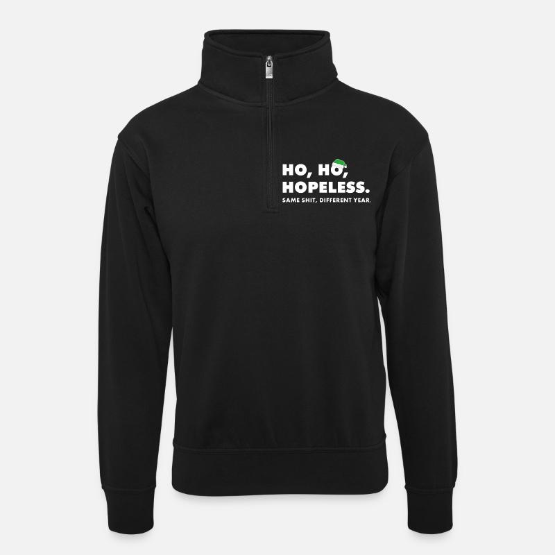 Ho ho désespéré : Expression anti-Noël - Sweat col montant zippé unisexe - noir