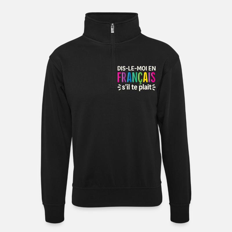 Professeur de français bilingue - Sweat col montant zippé unisexe - noir