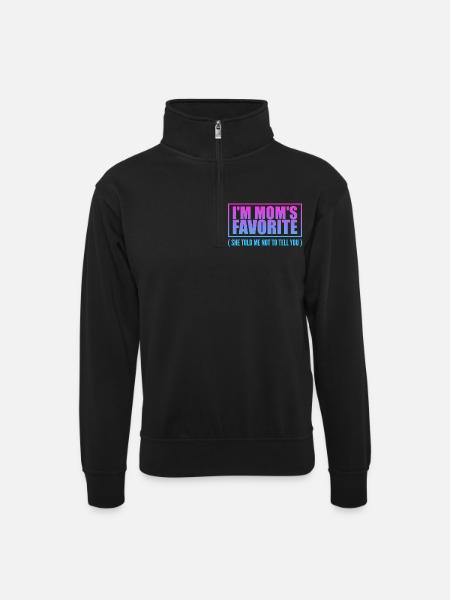 Undeniably Mom's Favorite - Children's Saying - Unisex sweater with zip collar - black