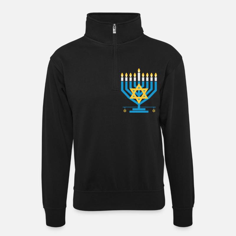Hanoucca - Sweat col montant zippé unisexe - noir