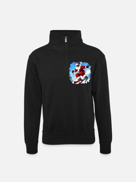 Weihnachten Skifahrer - Unisex Pullover mit Zip-Kragen - Schwarz