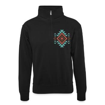 Südwestliche Wüste - Unisex Pullover mit Zip-Kragen - Schwarz - Vorne