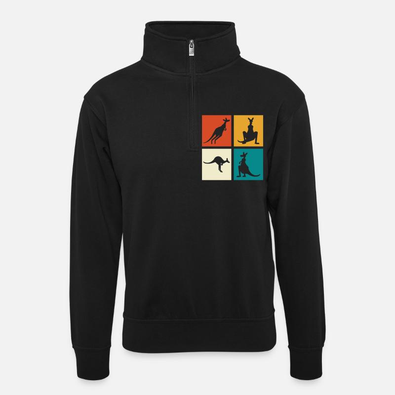 Kangaroo Four-Frame Silhouettes - Unisex sweater with zip collar - black